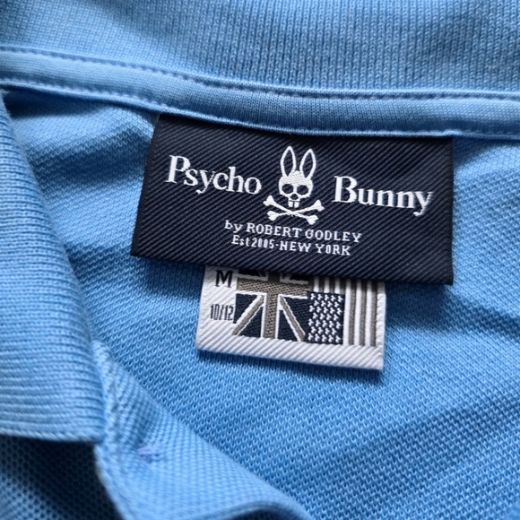 PSYCHO BUNNY Kids Classic Pique Polo Shirt Short Sleeve Marina Blue Medium 10/12 - Picture 4 of 4